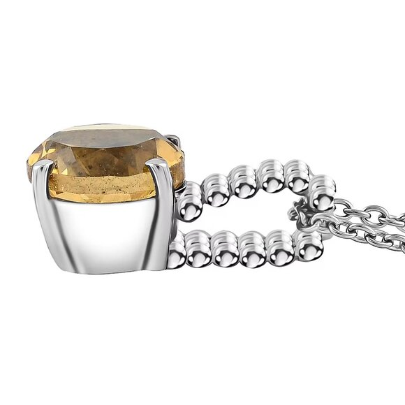 NEW Brazilian Citrine 3.50 ctw Pendant Necklace in Stainless Steel 20 Inches - Picture 3 of 4